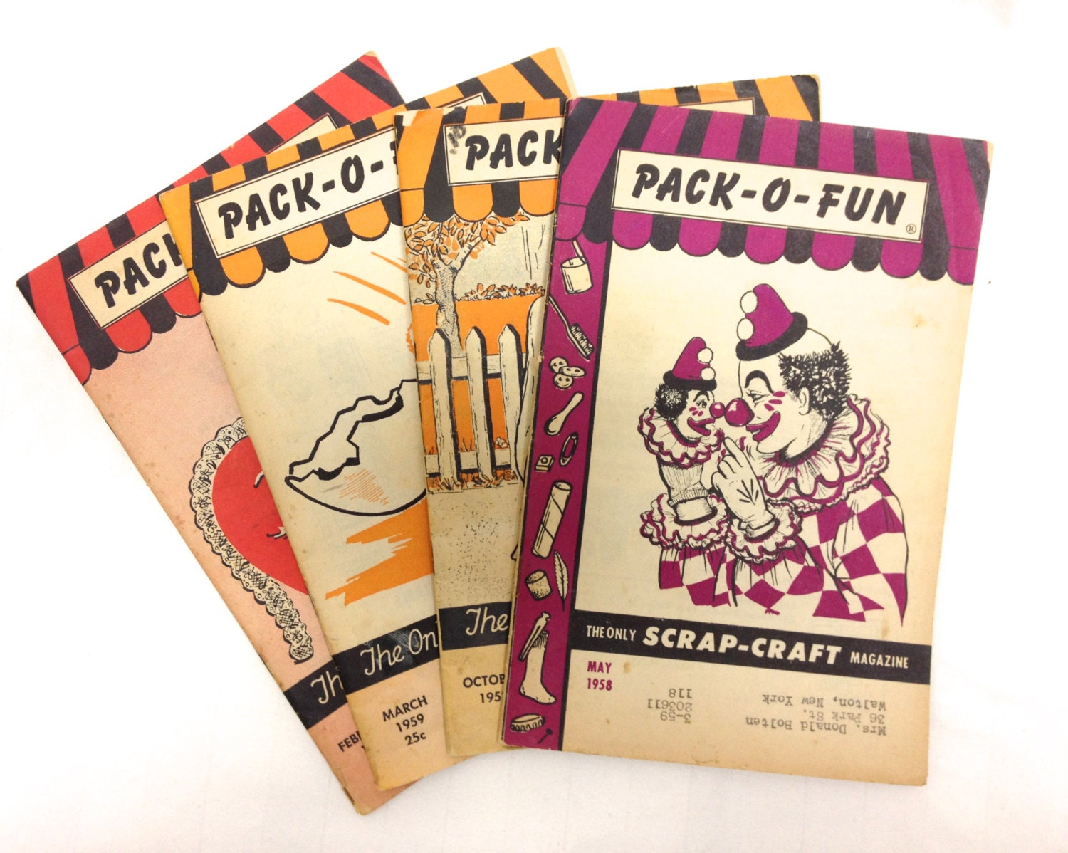 Vintage 1950s Recycled Craft Magazines scrap crafts Set of 4 Pack-O-Fun Recycled Crafts
