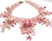 Marie Antoinette Beadwoven Collar, Strawberries and Cream