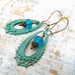 boho earrings dangle filigree Patina earrings Blue Bohemian jewelry