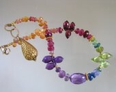 Ignited Rainbow...Sapphire Amethyst Peridot Garnet Spessartite Signature Original Layering Bracelet with Vermeil Elements