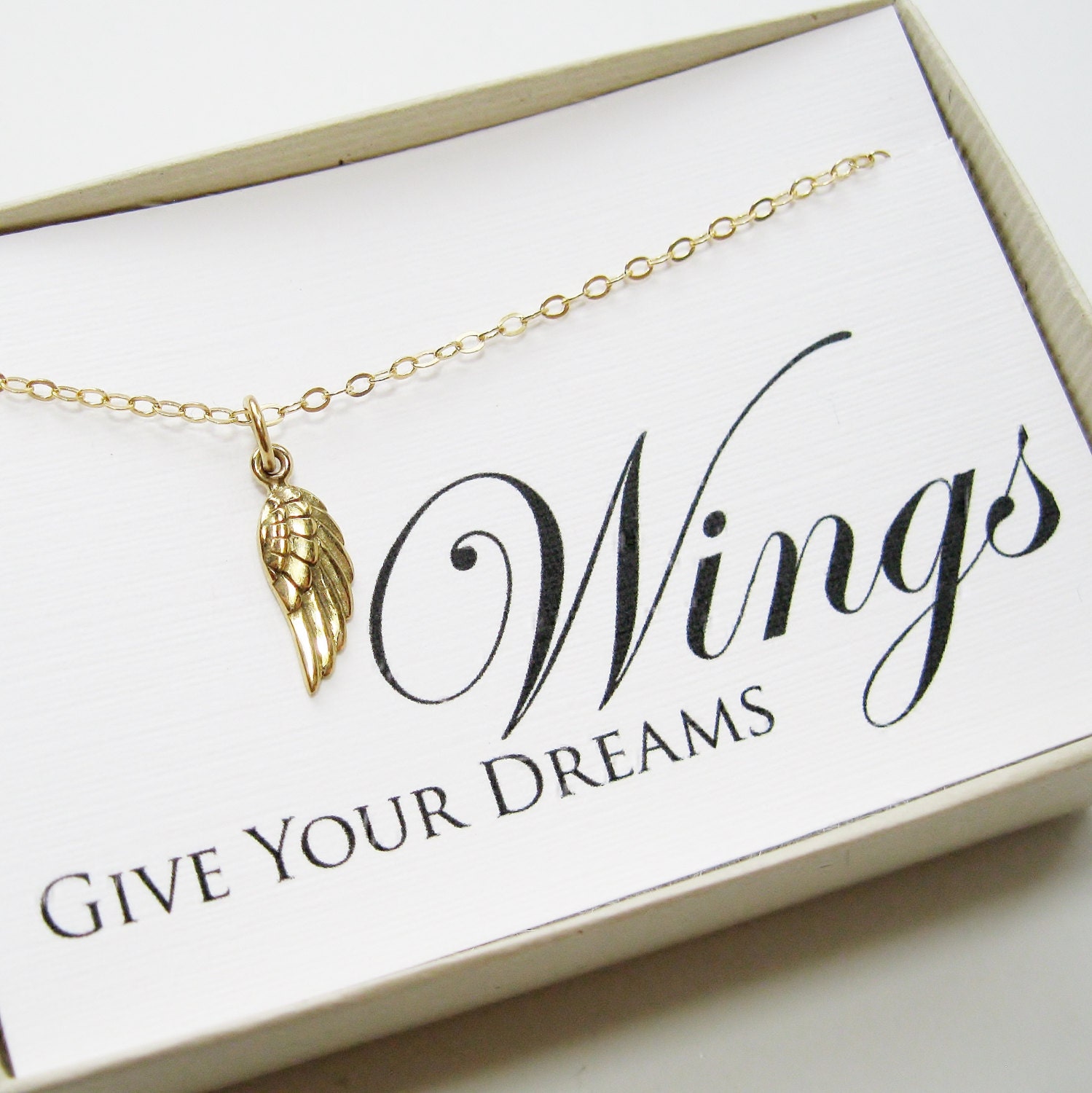 Wing Necklace, 14k gold filled, bronze - Graduation Gift, Graduate Gift, Class of 2013, Graduation necklace, Graduation Card Jewelry