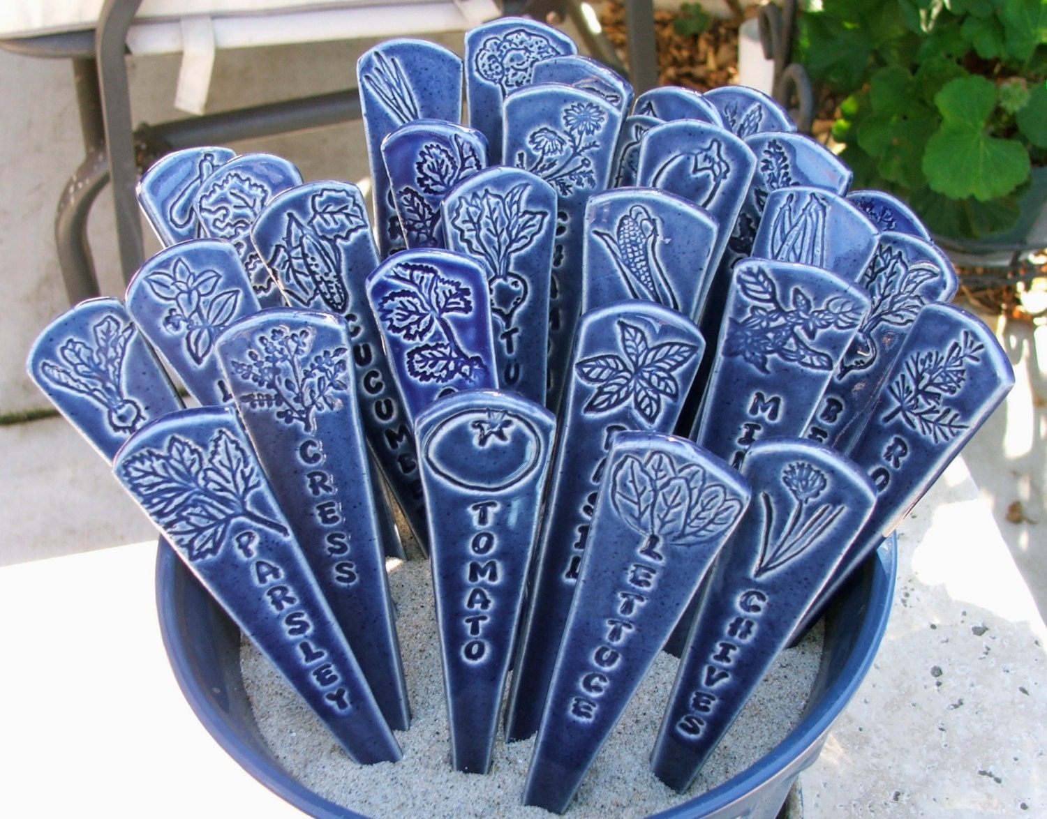 Custom Order Only,Three Ceramic Plant Markers,Handmade Herb and Vegetable Markers