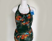 1970s Anita SwimSuit Bathing Suit Vintage Halter Strap Post Mastectomy Vintage Size 14 New Old Stock