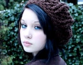 Oversized Beret slouch Boho vegan chunky choose Color Espresso brown