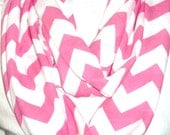Pink & White Chevron Infinity Scarves,On Dale, Ready to ship,Zig Zag Wholesale Avail Cotton Infinity Scarf Knit Jersey Double loop cowlneck
