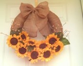 Sunflower Burlap  Wreath / Sunflower  Wreath / Summer Wreath / Front Door Wreath / Mother Day Wreath