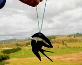 tattoo style swallow - enamel wall hanging