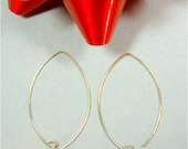 Minimalist Gold Plated Earrings 2" inch Oval Open Threader Hoops with Loop Simple Modern Contemporary Dangle 571