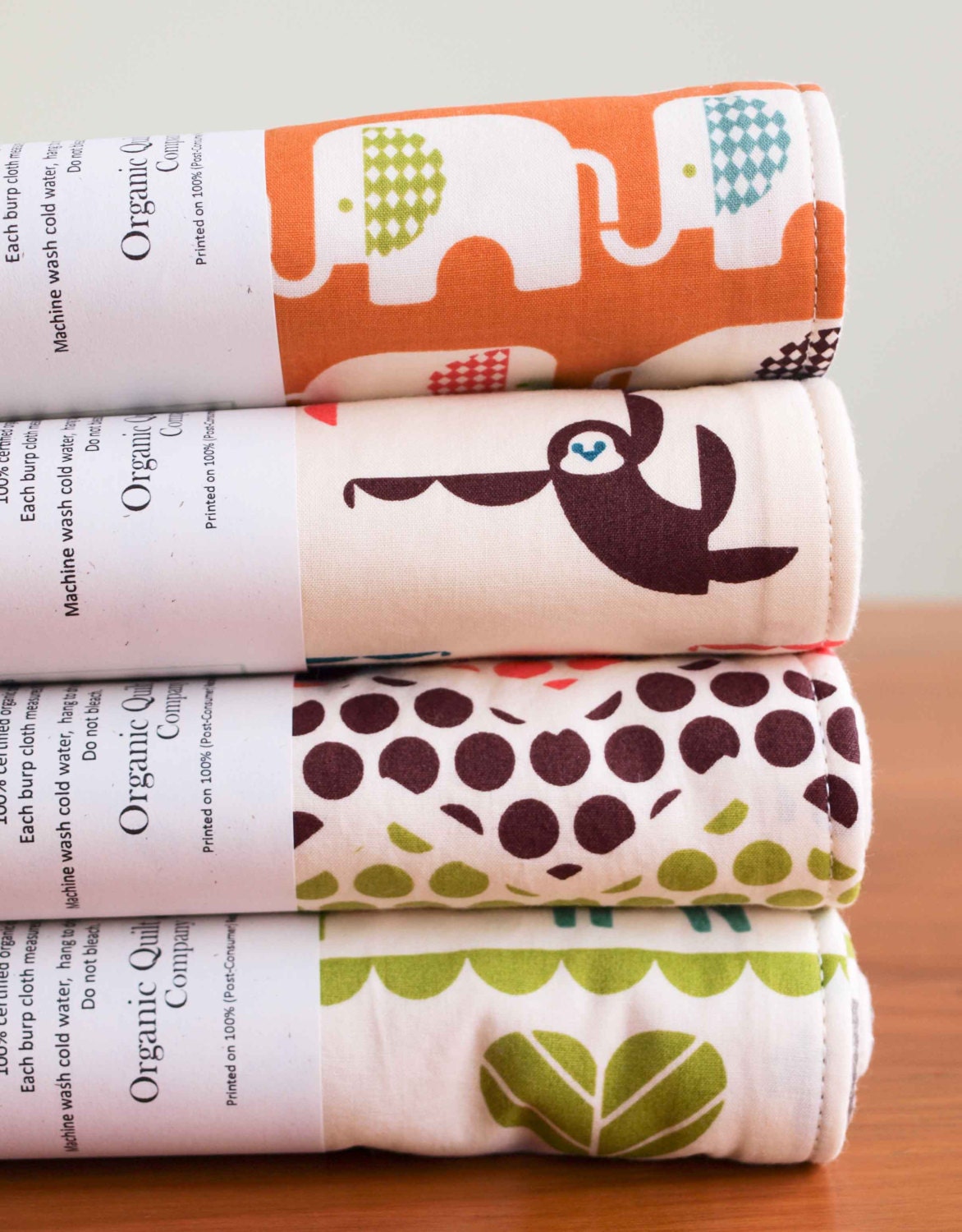 Organic Burp Cloths, SAFARI SOIRÉE Collection, Choose your Favorite Set