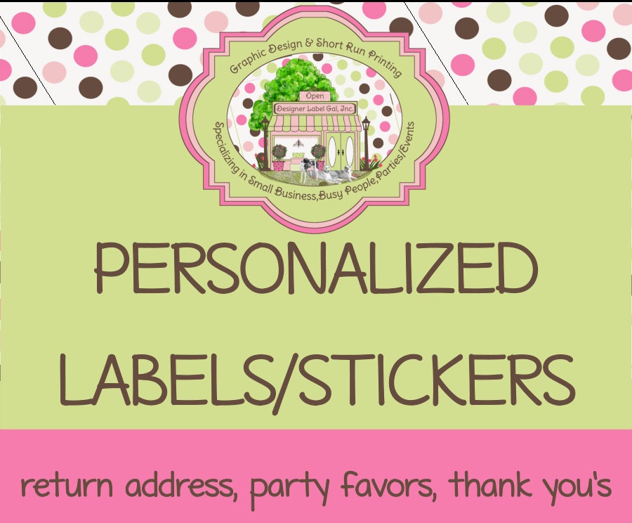 Personalized Labels / Stickers for parties, return address, business, school by Designer Label Gal