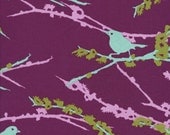 One Decorative Throw Pillow Cover - Joel Dewberry Fabric, Aviary 2, Sparrows, Lilac - 18 x 18