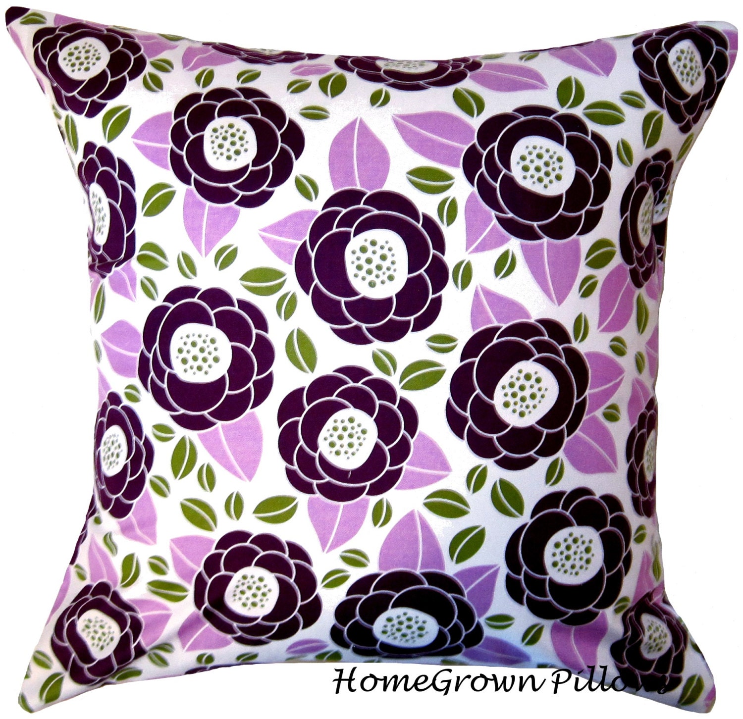 Decorative Throw Pillow Cover - Joel Dewberry Fabric  Bloom Lilac - Removable Cover - 18 x 18"
