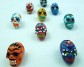 Tiny Dia de los Muertos Sugar Skull Bead with jeweled eyes (2)