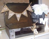 Wedding Card Box-Shabby Chic Card Holder-Burlap Banner