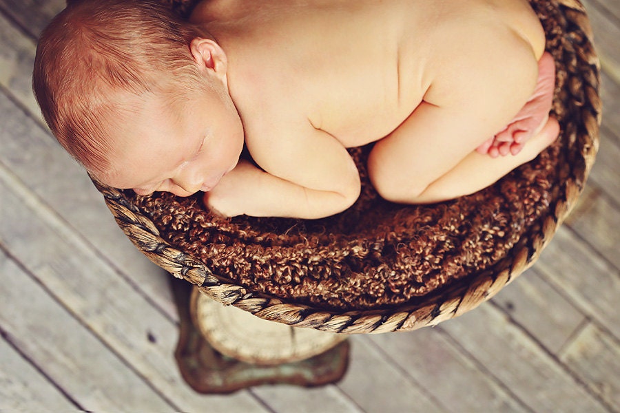 Brown Crocheted Mini Baby Blanket--Sized for Photography Prop