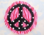 Colorful Peace Sign Sewn Fabric Embellishment Applique