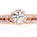 14K Rose Gold Moissanite Engagement Ring Wedding Set Wedding Band Diamond Halo Conflict Free