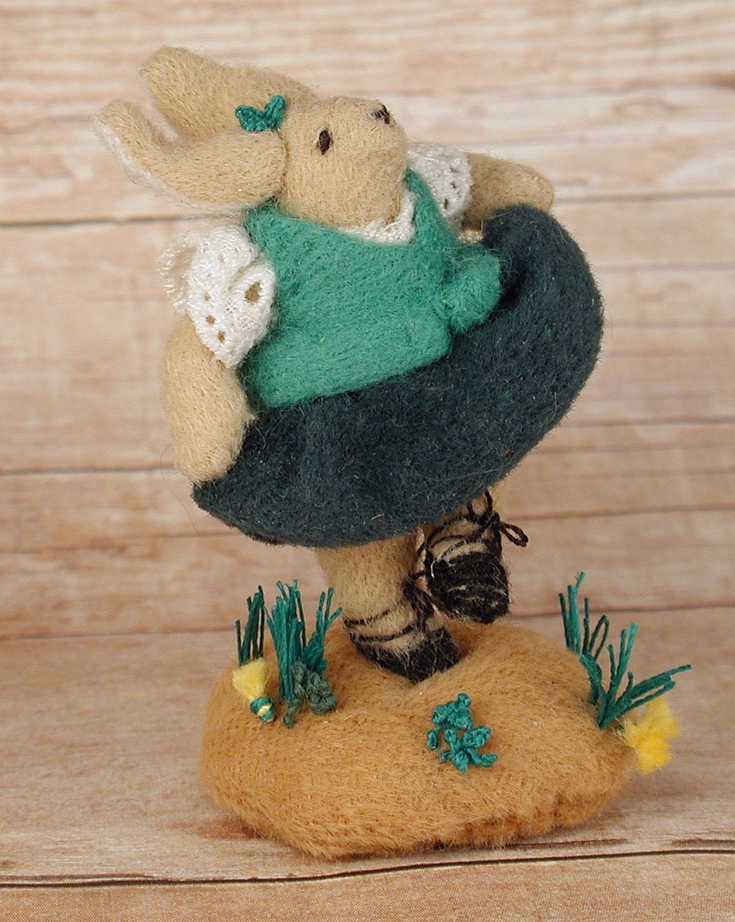 Wee Irish Lass Dances a Jig---Miniature Fabric Bunny