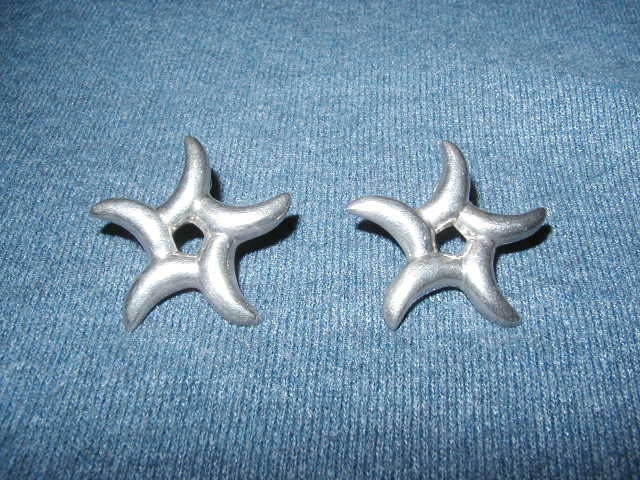 925 Sterling Silver Spiral Rotating Star Shape Pierced Earrings Signed ND 6.8 grams