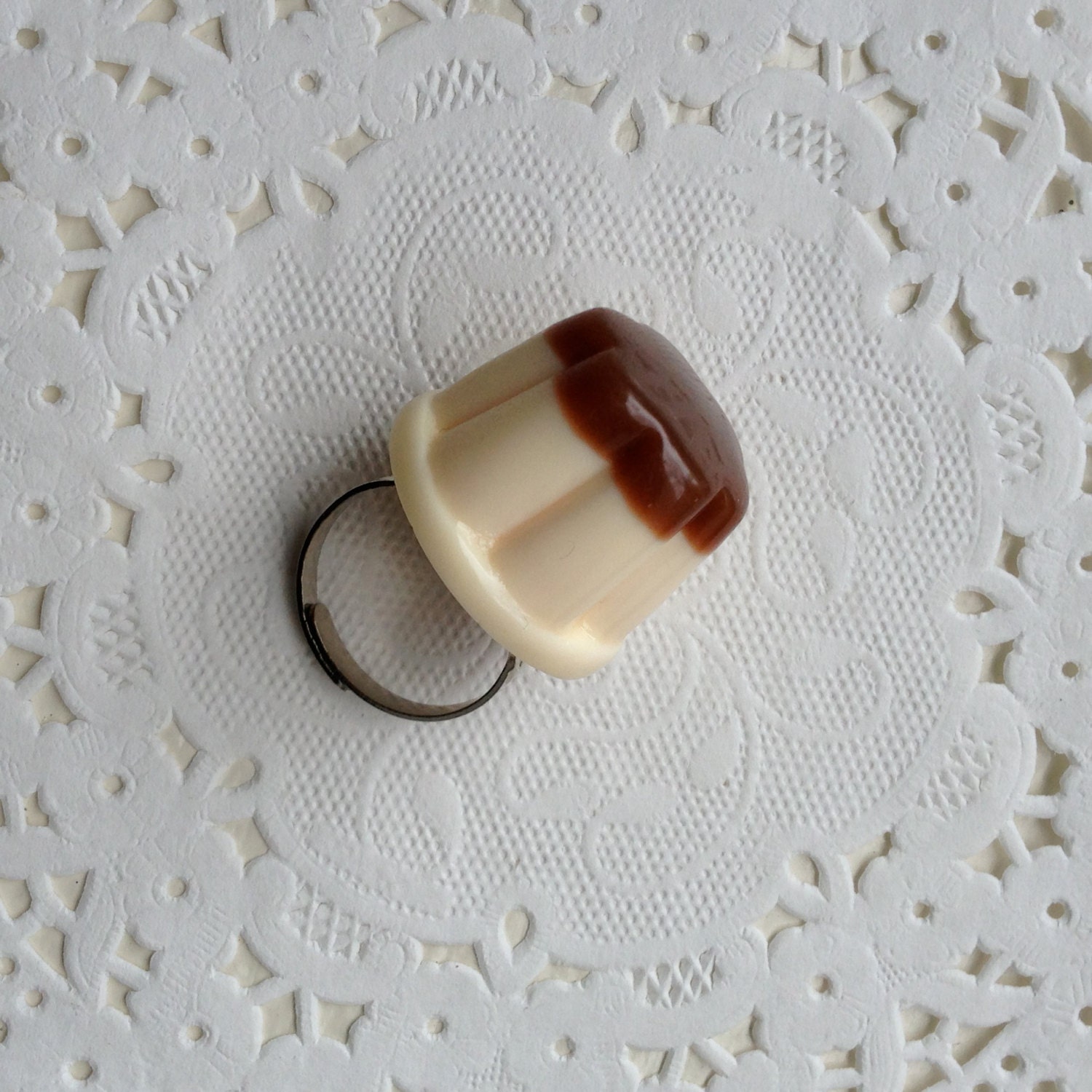 SUMMER SALE Japanese Pudding Purin with Caramel Topping Ring