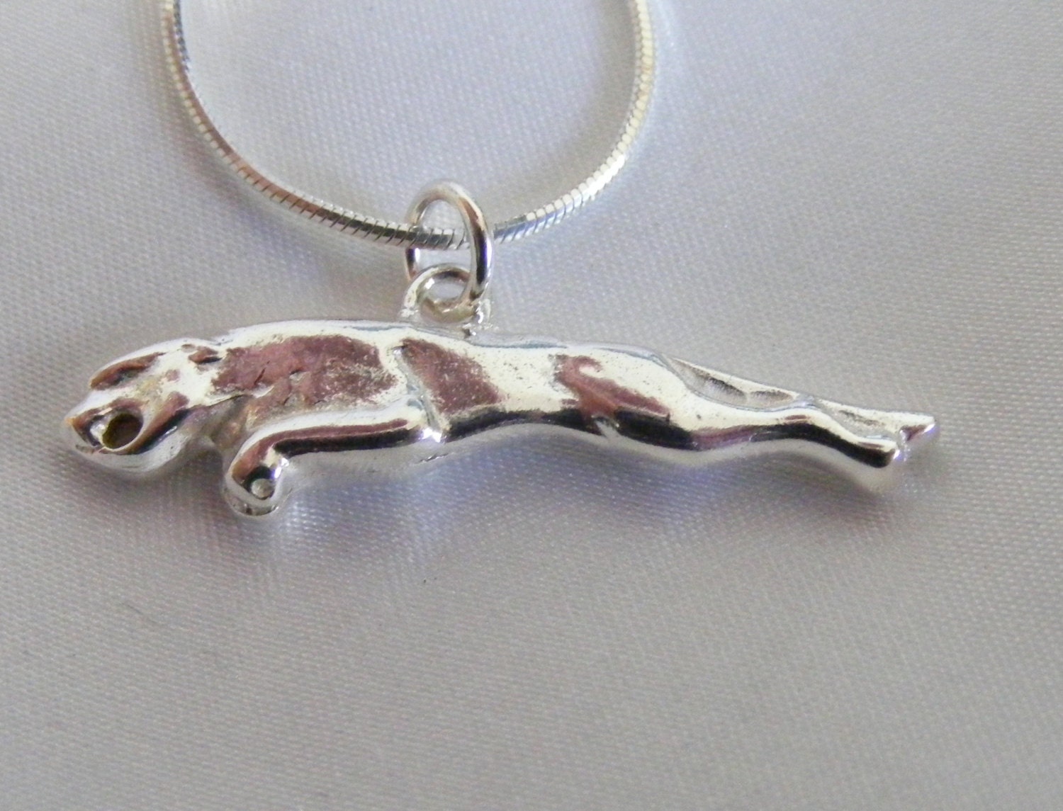 Solid Silver Jaguar Leaper Pendant