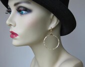 Large Seed Bead Hoop Earrings - Golden
