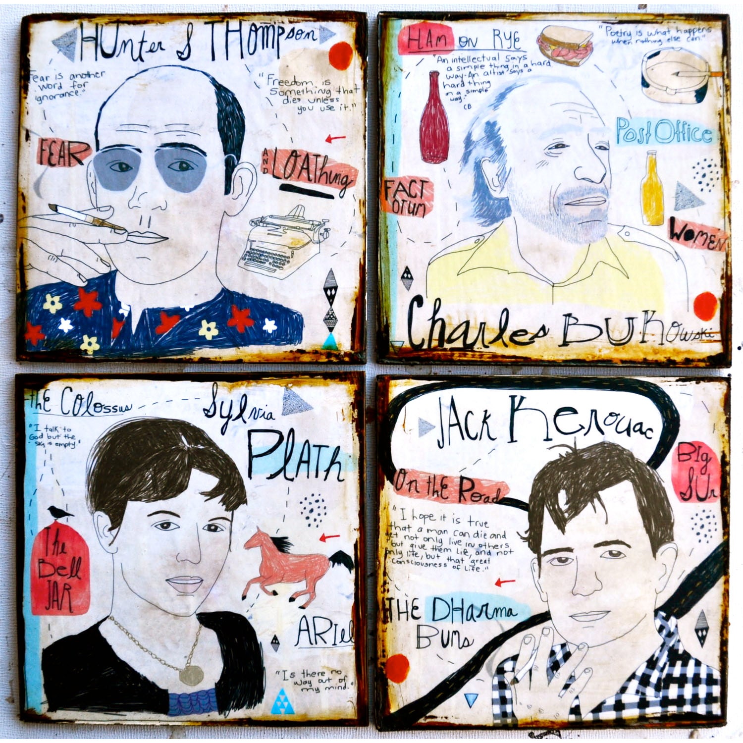 Favorite Writers- Set of 4 coasters