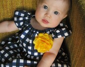 dress - spring navy blue yellow white gingham  baby girl  toddler 0-3 , 3-6, 12 months, 18-24 months 2T 3T 4T 5T  nautical birthday