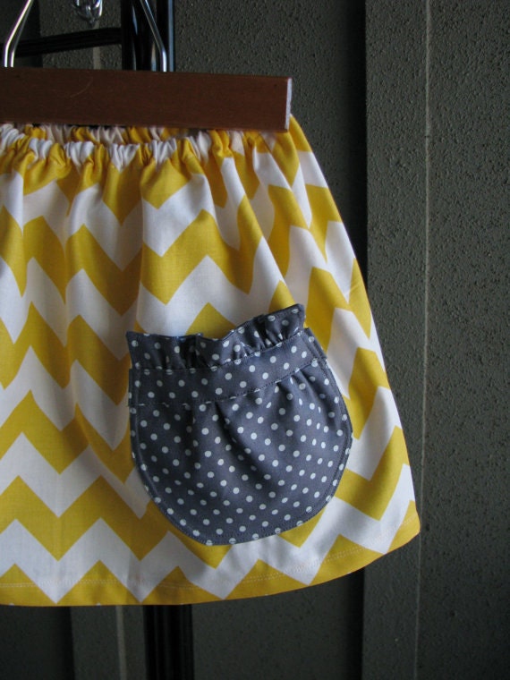 skirt - chevron yellow, white, grey, gray, zig zag, polka dots, baby, toddler, girl, 3-6, 6-12, 12-18, 18-24, 2T,3T,4T,5T