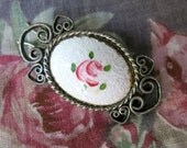 Vintage Guilloche Enamel Barrette, filigree