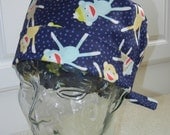 Tie Back Surgical Scrub Hat with Fun Monkeys