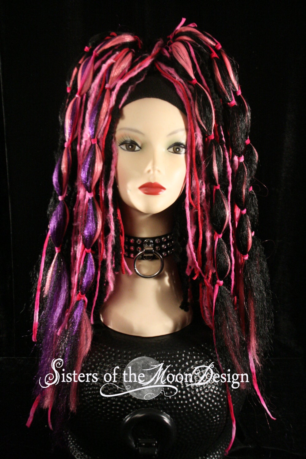 Hair falls pink black purple fairy gothic belly dance gothic goth rave club vampire synthetic --Ready to Ship -- Sisters of the Moon