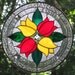 Stained Glass Red and Yellow Tulips Round Beveled Suncatcher