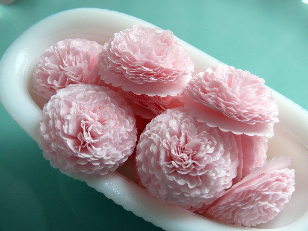 Button Mums Tissue Paper Flowers  Blush Pink Wedding, Bridal Shower, Baby Shower Decor