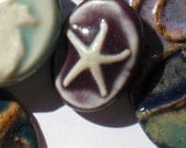 Oval Eggplant Purple Porcelain Starfish Shank Button