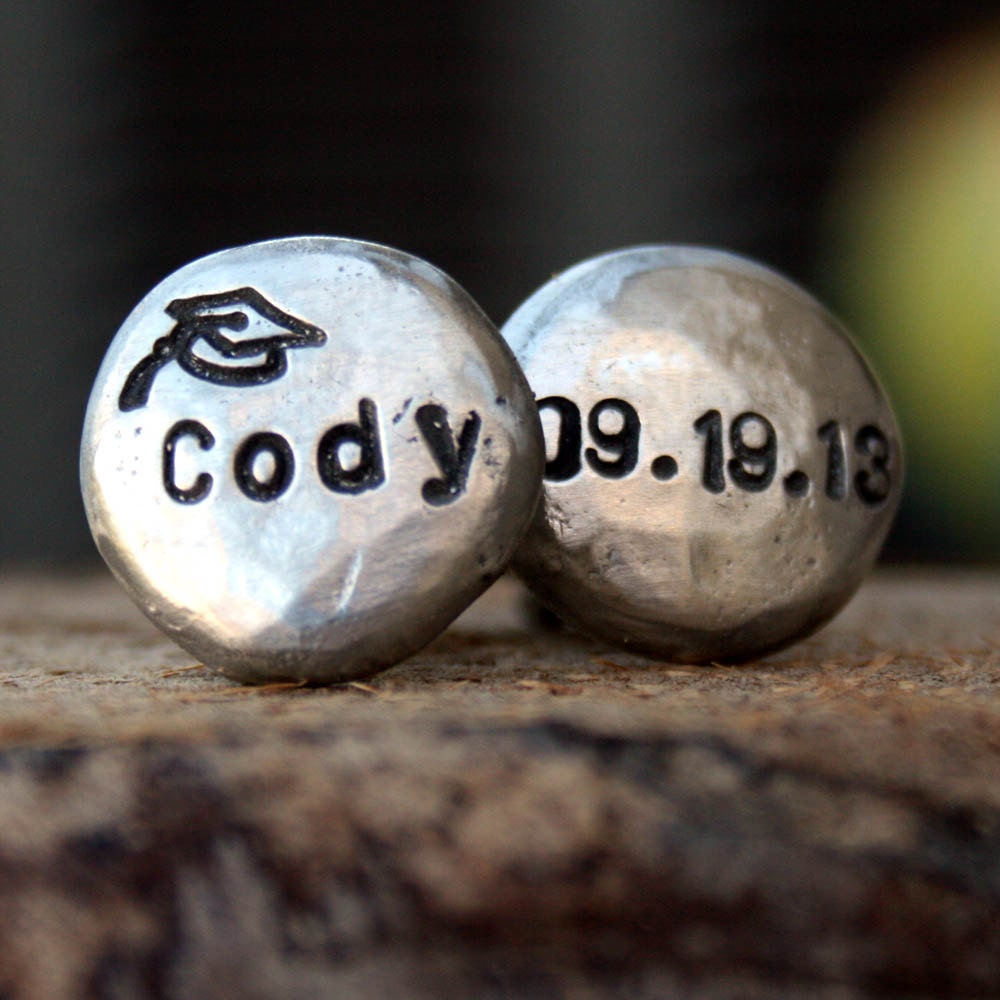 Cufflinks - Custom Commemorable Graduation, Free Form Soldered Pewter