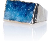 Dara Ettinger Abby Agate Druzy Ring with Bottom Dipped in Gold