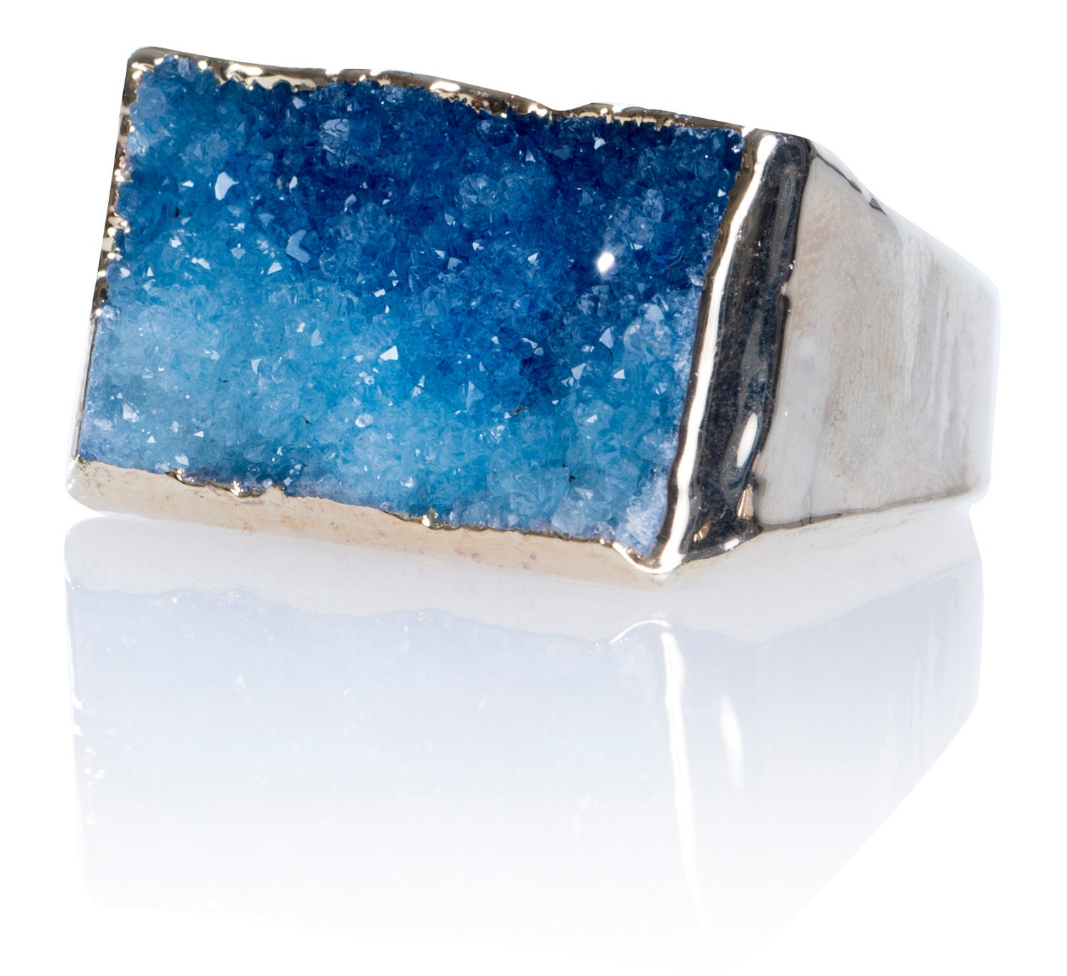 Dara Ettinger Abby Agate Druzy Ring with Bottom Dipped in Gold