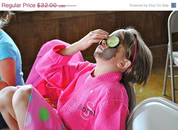 On Sale till May24th Personalized Chrildren's Waffle Kimono Spa Robe. So cute.