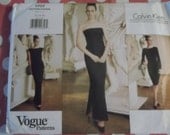 Easy Calvin Klein Designer Misses Evening or Skirt Length Dress Vogue 1707 Pattern,  size 12 14 16, Uncut
