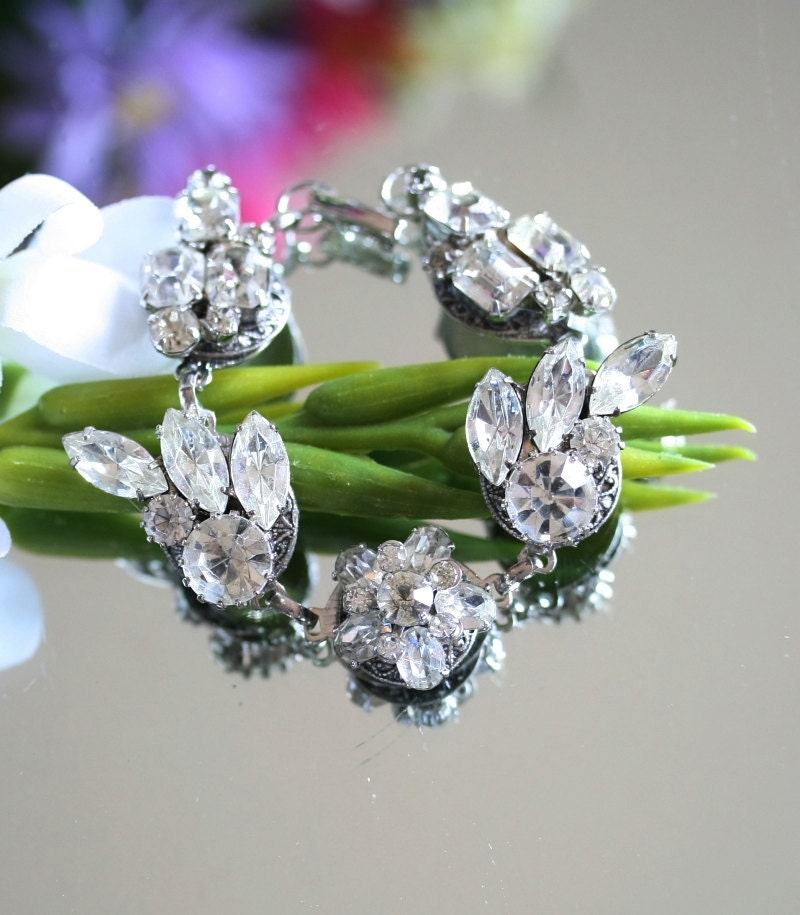 Bridal Rhinestone Bracelet, Wedding Bracelet, Jewelry, Accessories, Vintage Bracelet, Rhinestone Bracelet, Bridal Bracelet, Formal