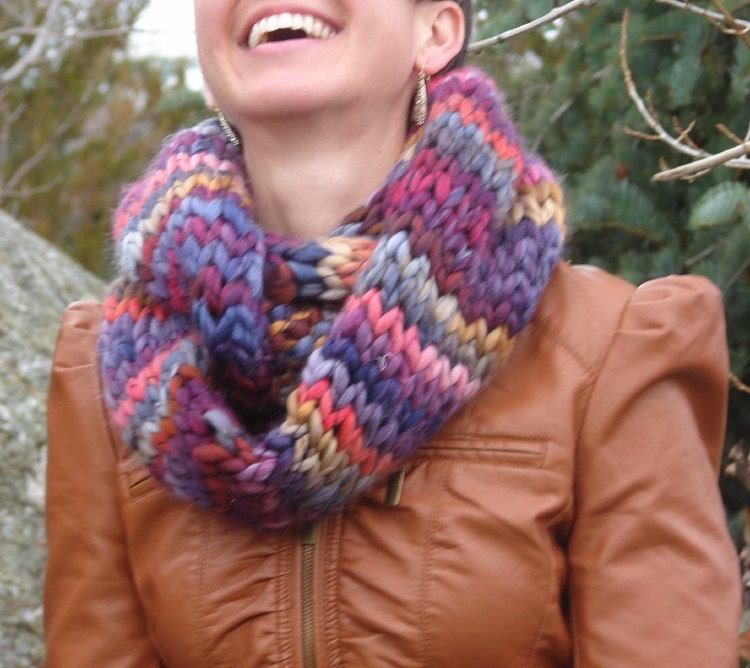 Hand Knitted Desert Sunset Infinity Scarf