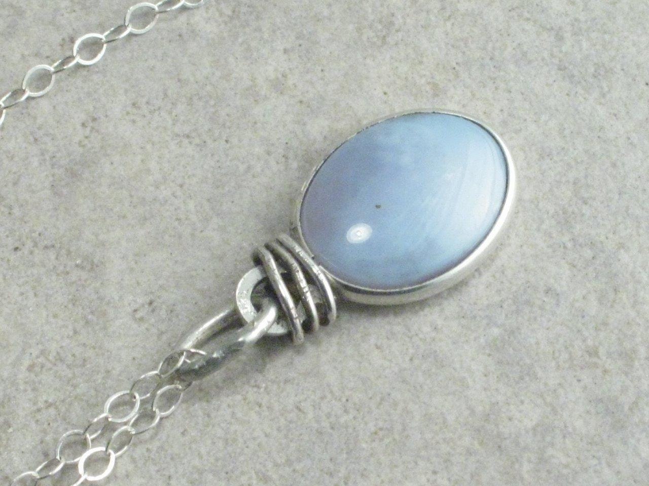 Lilac Calcedony Sterling Silver Necklace