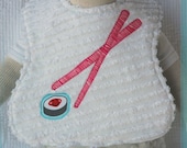 Chopsticks and Sushi Vintage Chenille Infant Size Feeding Bib
