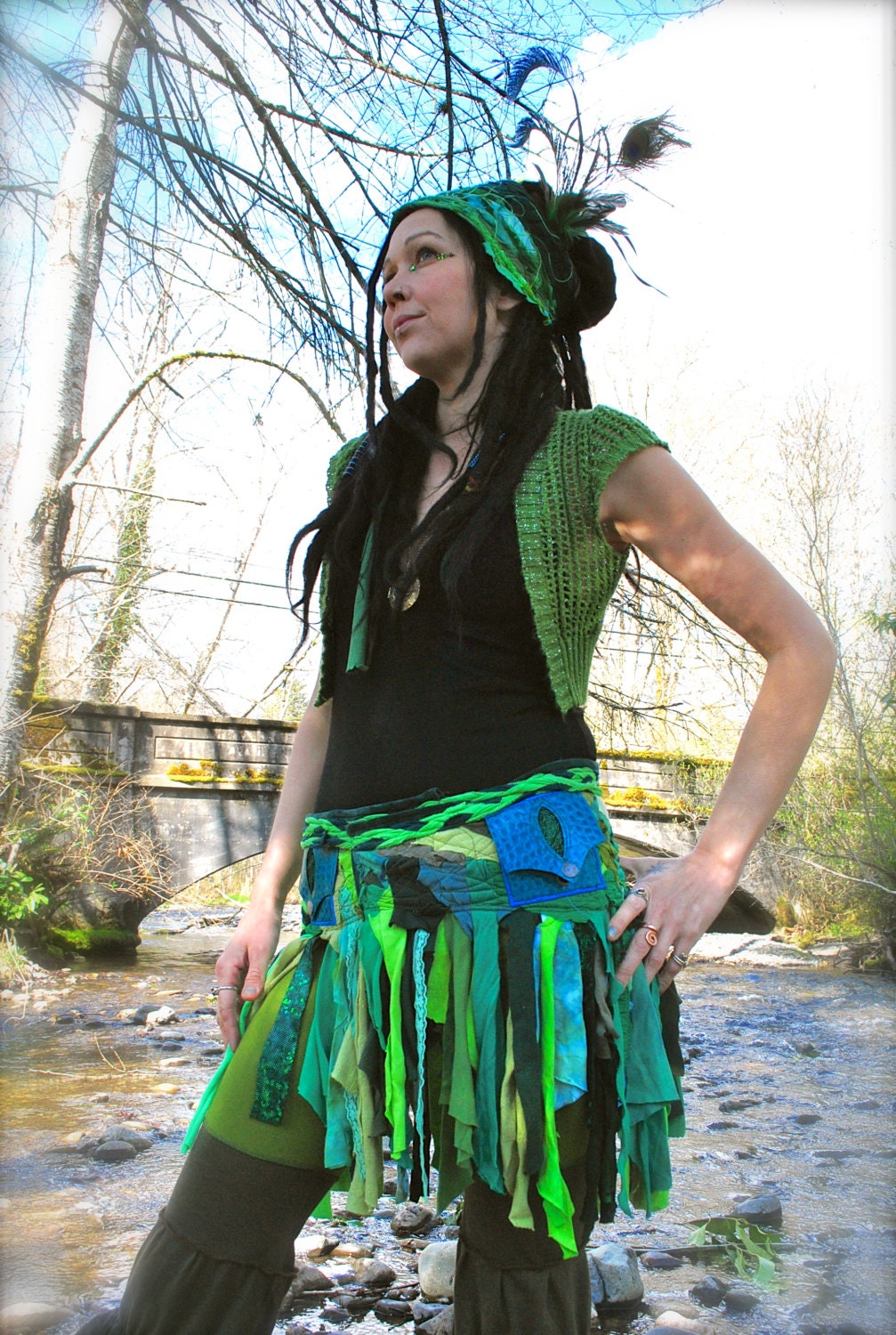 Tattered Skirt, Utility Belt, Gypsy Wrap Skirt, Pixie Skirt, Hippie Skirt, Festival Tutu