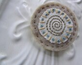 Embroidered Felt and Linen Brooch - Peace - Sand Petite Brooch