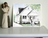 Watercolor House Portrait in Full Color. 8x10 inches. Custom Made For You.