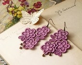 lace earrings - ELOISE - pale purple - dangle earrings - prom - floral - mothers day
