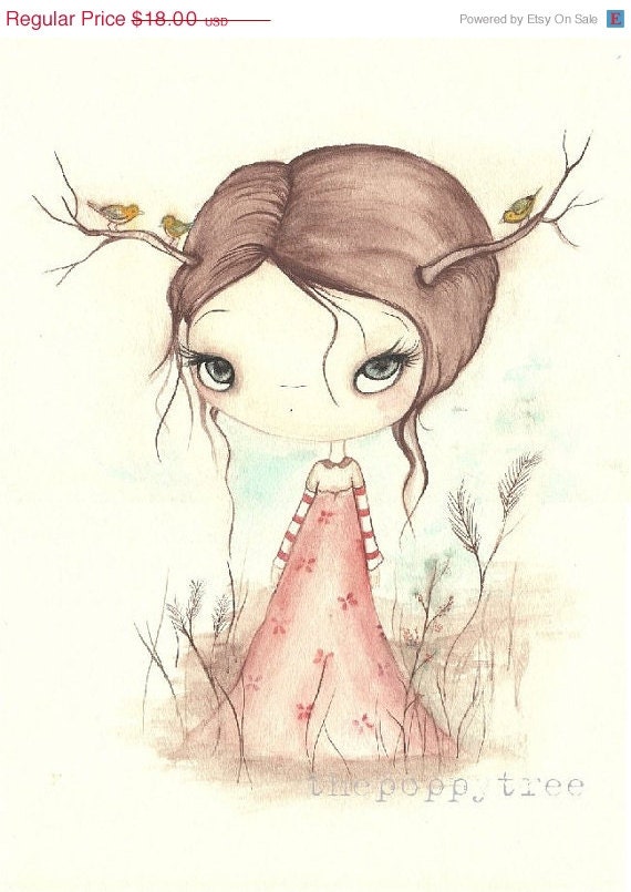 Bird Print Tree Girl Wall Art--Birds in My Branches