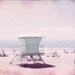Summer Beach Photography - lifeguard tower retro beach - pale pink baby blue pastel fine art vintage style photography  8x10 - "Pink Summer"